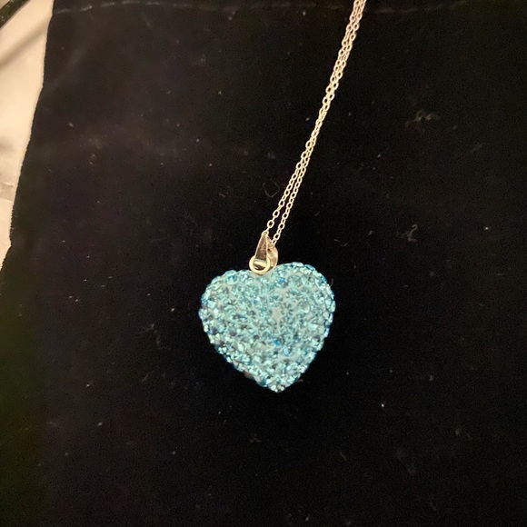 Blue bubble heart swarovski crystal necklace NWT - Picture 3 of 7